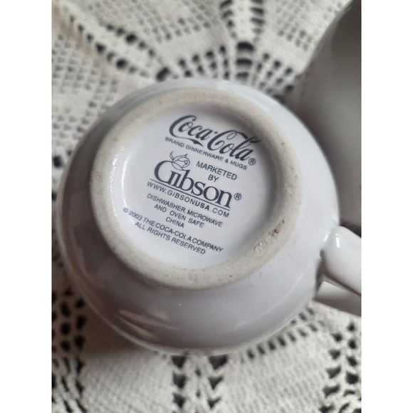 Vtg 2003 Gibson Coca-Cola Coffee Mugs/Cups Black/Red Checkered Designs Set of 2 - Picture 7 of 7